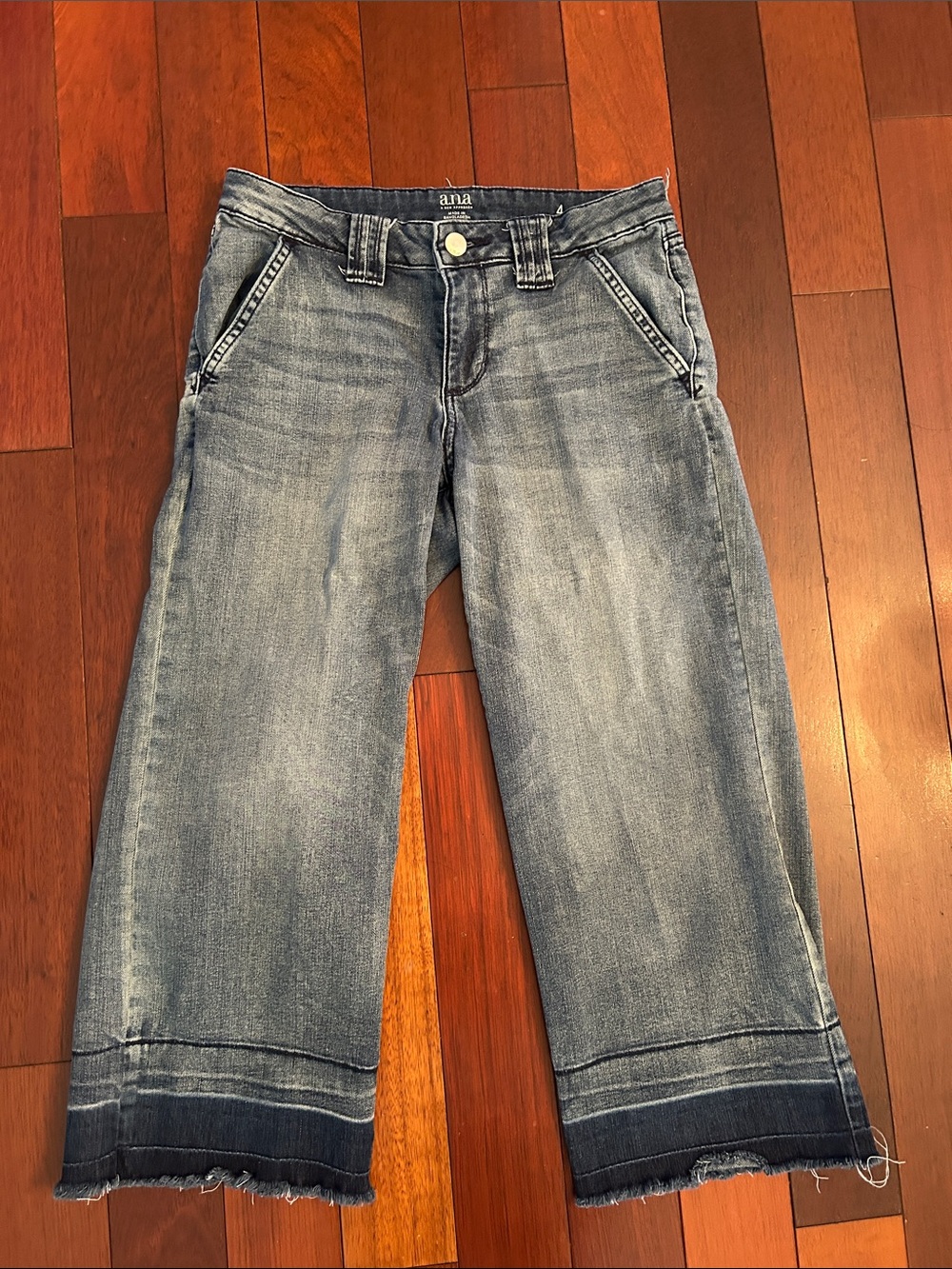 a.n.a Washed Blue Wide Leg Crop Jeans